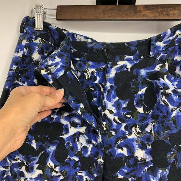 Erdem Esmeralda White and Blue Floral printed Straight leg trousers - Picture 12 of 14